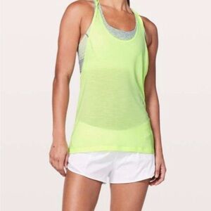 Lululemon Tank Twist & Toil Size 4 Built-In Bra Neon Yellow Green NWT